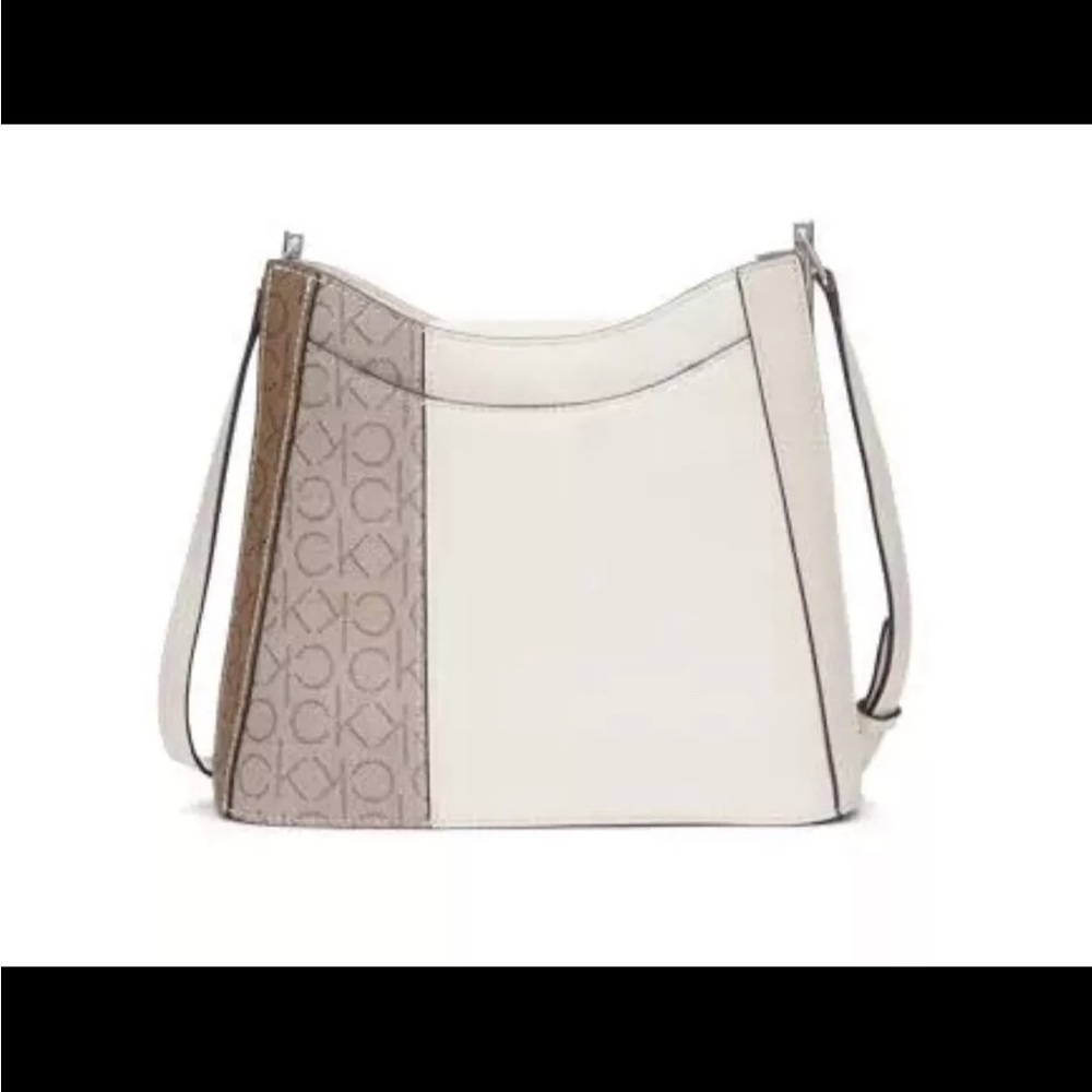 Calvin Klein Women's Cream and Tan Shoulder Bag